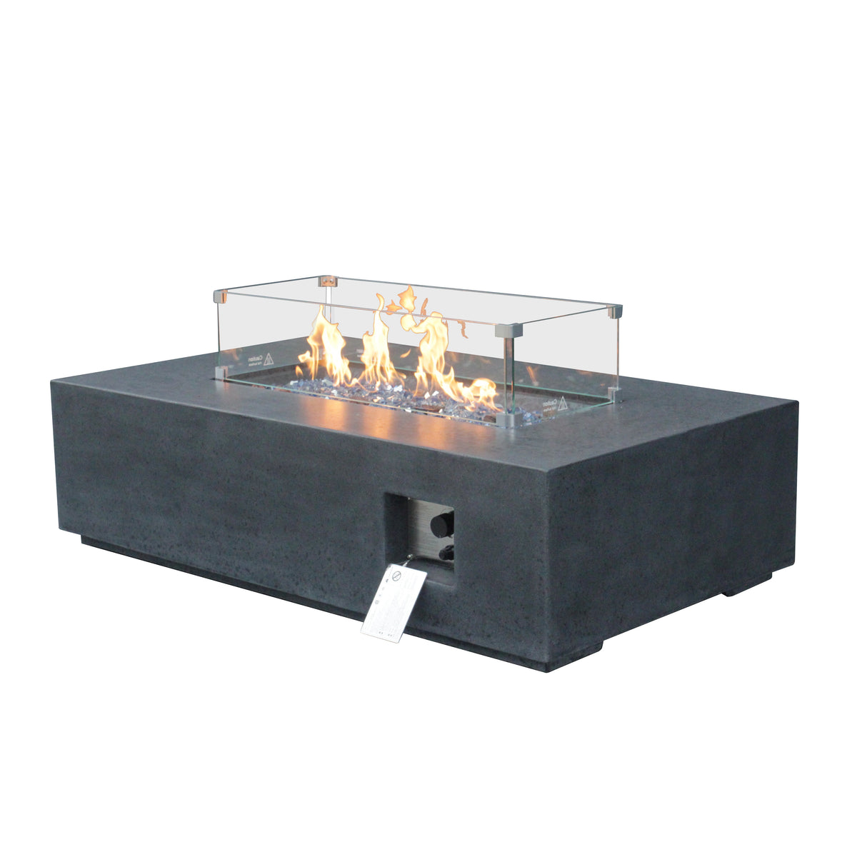 52-Inch GFRC Propane Fire Pit Table, Dark Gray