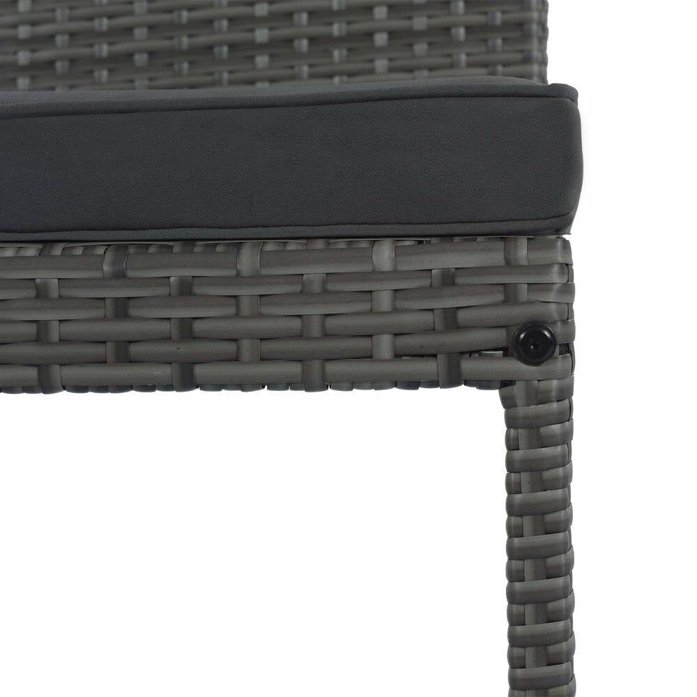 5-Piece Gray Wicker Outdoor Dining Set with Gray Cushions