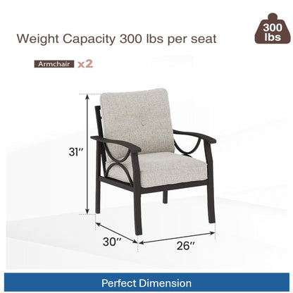 5-Piece Metal Patio Furniture Set, 7-Seat All-Weather Conversation Sofa