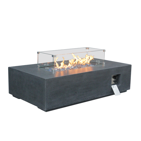 52-Inch GFRC Propane Fire Pit Table, Dark Gray
