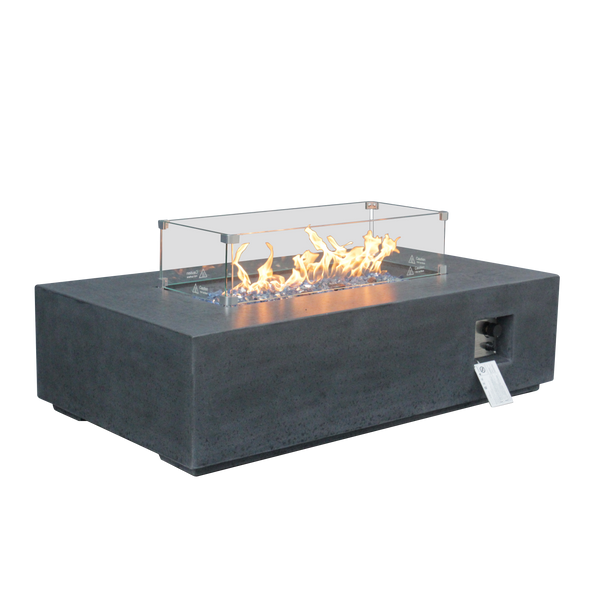 52-Inch GFRC Propane Fire Pit Table, Dark Gray