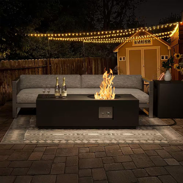 48-Inch Propane Fire Pit Table, 50,000 BTU Black Steel