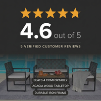4-Piece Wicker Patio Conversation Set with Cushion, Outdoor Patio Furniture Set with Wood Table Top-Grey Cushions — Results & Stats