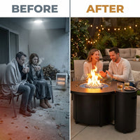 48 In, 50,000 BTU Black Coating Steel Outdoor Fire Table Propane Gas Fire Pit Table — Before & After