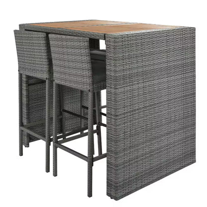 5-Piece Gray Wicker Outdoor Dining Set with Gray Cushions