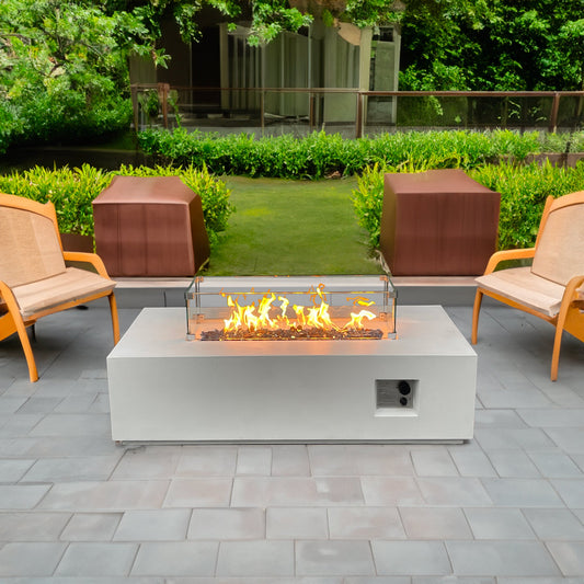 52-Inch GFRC Propane Fire Pit Table, Antique White