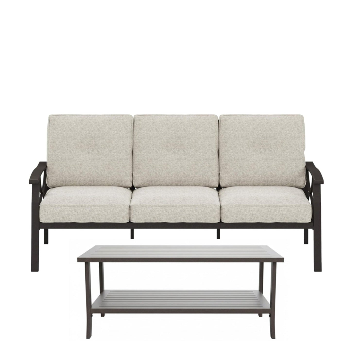 5-Piece Metal Patio Furniture Set, 7-Seat All-Weather Conversation Sofa