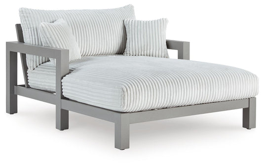 Outdoor Chaise Lounge with Cushion, Gray Aluminum Frame