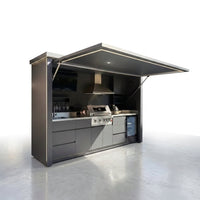 Customized Multi Functional Outdoor Kitchen BBQ Pod with Shelter Moisture Resistant Stainless Steel Outdoor Kitchen Patio Shed — Studio Shot