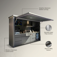 Customized Multi Functional Outdoor Kitchen BBQ Pod with Shelter Moisture Resistant Stainless Steel Outdoor Kitchen Patio Shed — infographic