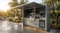 Customized Multi Functional Outdoor Kitchen BBQ Pod with Shelter Moisture Resistant Stainless Steel Outdoor Kitchen Patio Shed — Lifestyle