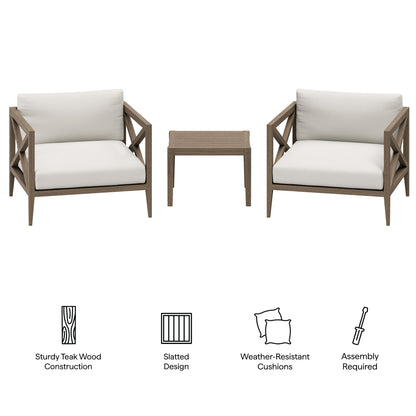 Northlake 3-Piece Outdoor Patio Teak Wood Furniture Set