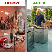 Outdoor Kitchen Grill Built for Backyard Cooking, 4-Burner 72000 BTU, Stainless Steel, Sink & Fridge — Before & After