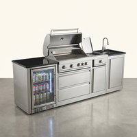Outdoor Kitchen Grill Built for Backyard Cooking, 4-Burner 72000 BTU, Stainless Steel, Sink & Fridge — Studio Shot