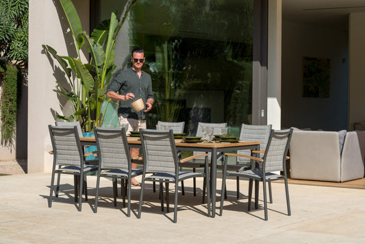 Topaz 9 Piece Teak Big Rectangular Dining Set