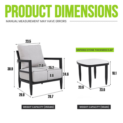 3PC Outdoor Aluminum Patio Furniture Set