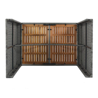 5-Piece Gray Wicker Outdoor Dining Set with Gray Cushions