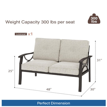 5-Piece Metal Patio Furniture Set, 7-Seat All-Weather Conversation Sofa