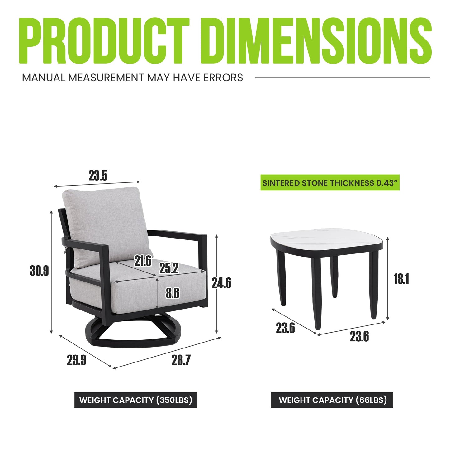 3PC Outdoor Aluminum Patio Furniture Set