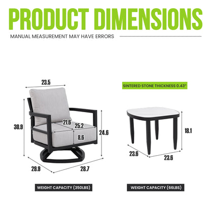 3PC Outdoor Aluminum Patio Furniture Set